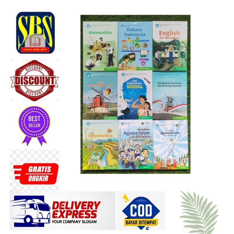 BUKU PAKET KURIKULUM MERDEKA KELAS 9 SMP/MTS  MTK, B INDO,B INGGRIS, IPA,IPS, PKN, PAI,PAK,INFORMATI