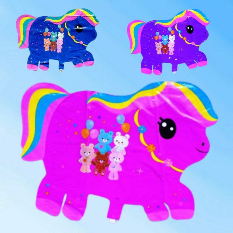 1pack KUDA PONI PELANGI (BALON GAS/FOIL/TERBANG/KARAKTER )