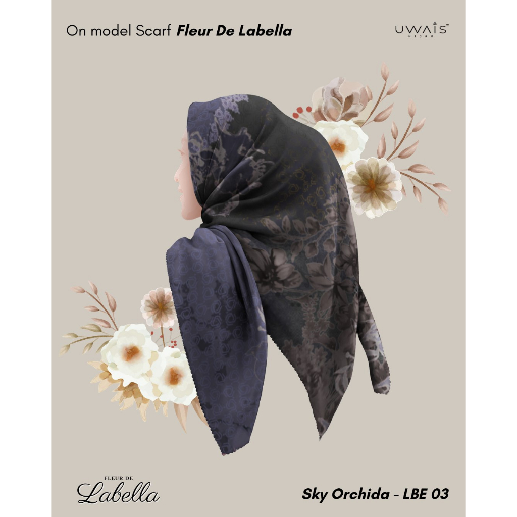 LABELLA SCARF VOAL SYARI MOTIF - UWAIS HIJAB