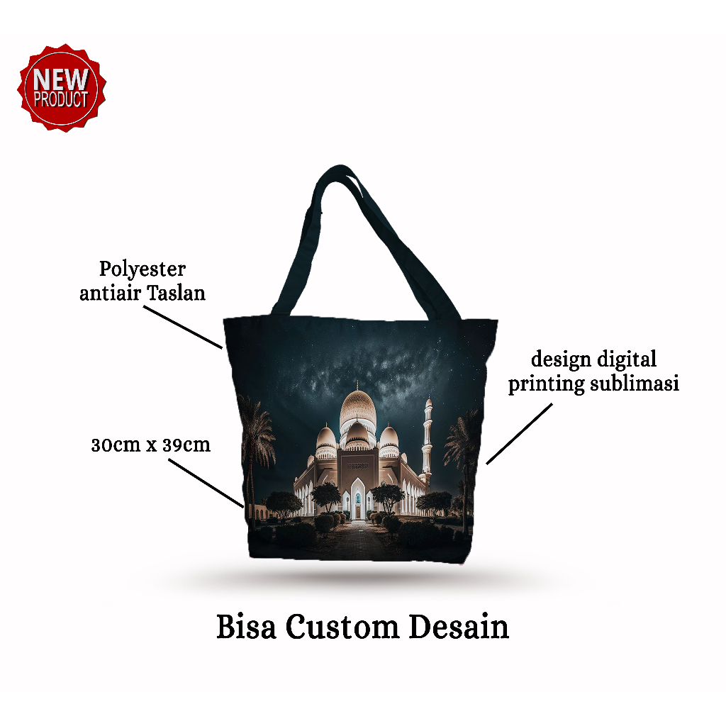 Totebag Tali Kain Taslan Antiair Tas Custom  Souvenir Oleh-oleh Haji Umroh