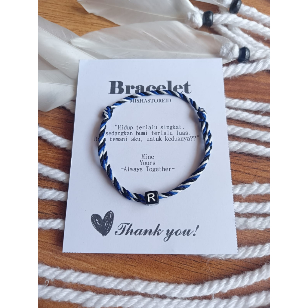 GELANG BIRU HITAM PUTIH INISIAL 2MM