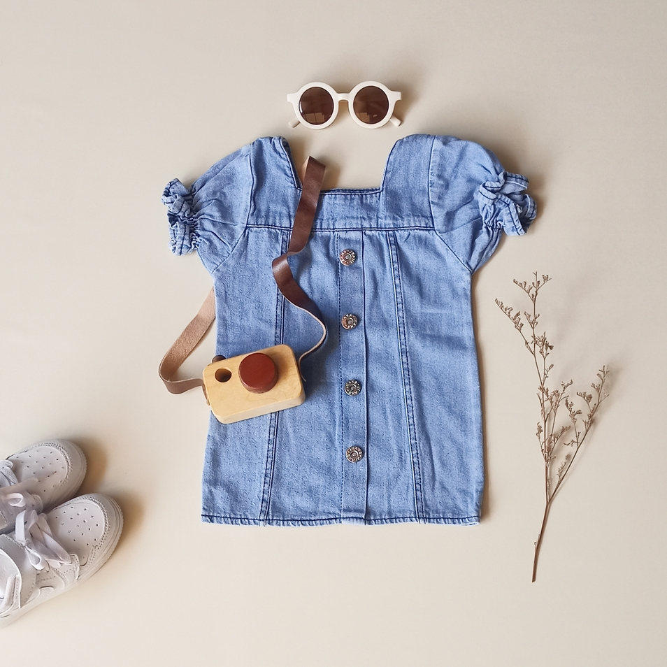 [PUNCAK TAMBORA] Denim Midi Dress – Dress Jeans / Dress Denim / Dress Jeans Anak / Dress Jeans Anak 