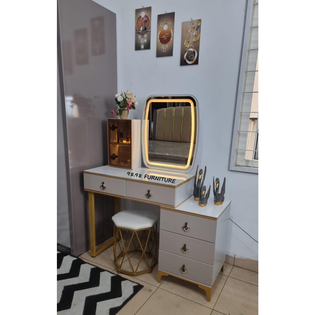 Meja Rias Kotak LED Marmer 401 - Mwja rias Import - top table batu granite