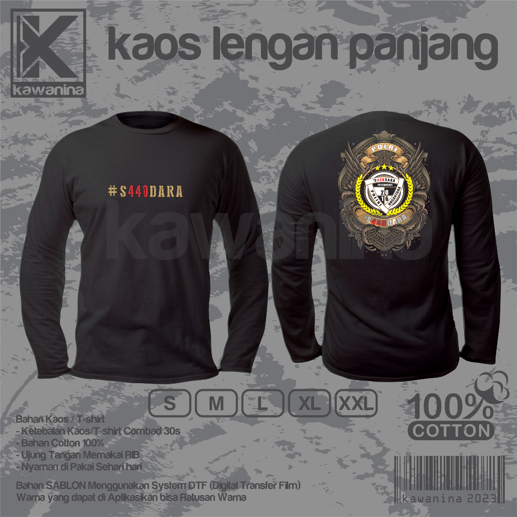 Kaos Lengan Panjang S440DARA / Polri / Kaos Polisi / Reserse / jatanras / Resmob / Presisi