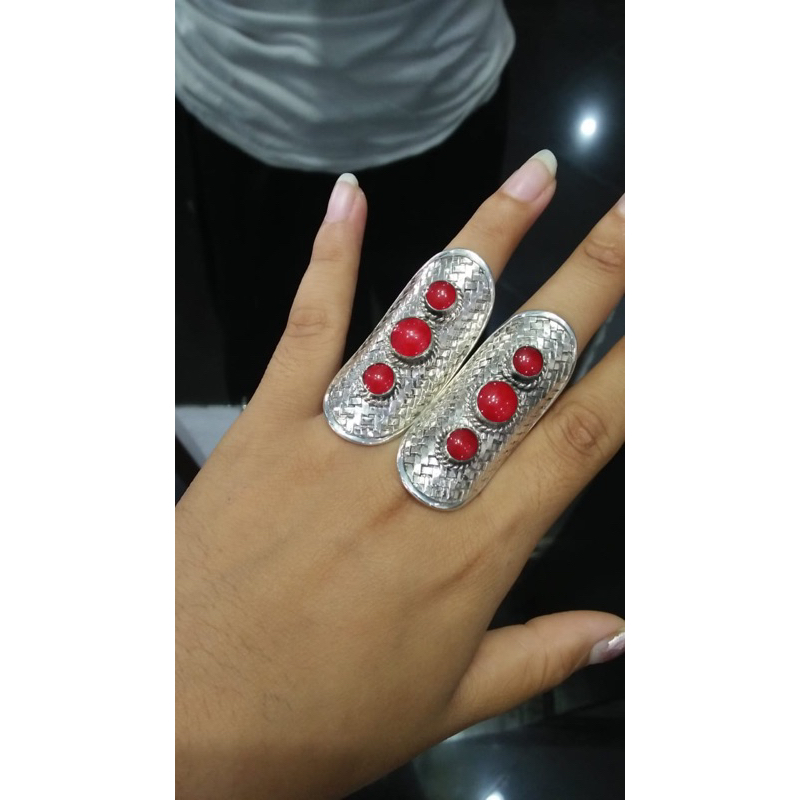 Cincin ring perak silver bali 925 batu natural anyam panjang wanita pria custom elegant etnik