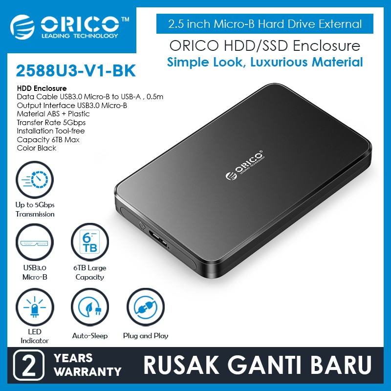 ORICO External Hardisk SSD Portable 2588U3-V1 2.5 USB 3.0 Enclosure