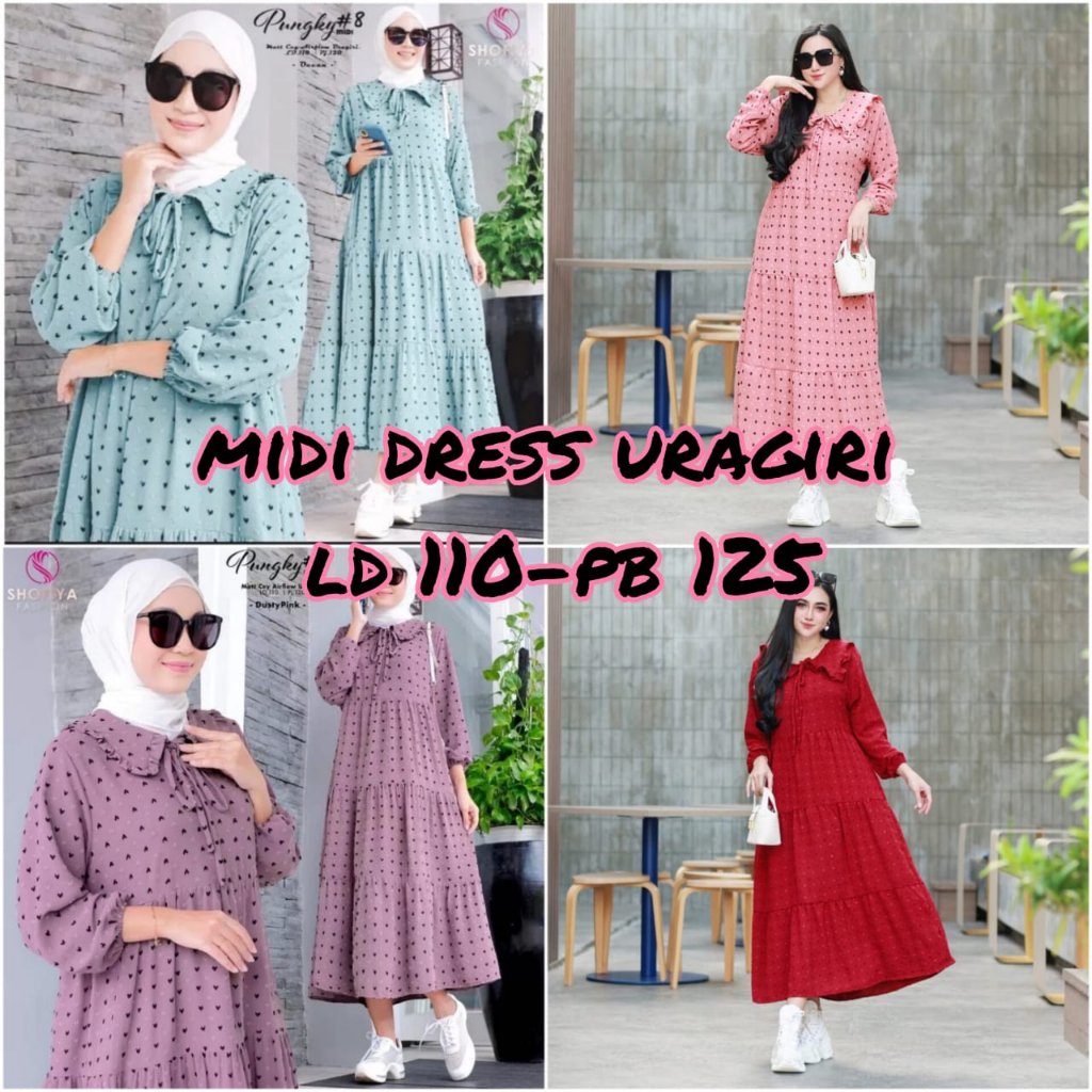 MIDI DRESS RUBIAH /MIDI DRESS URAGIRI TWO TONE AIR FLOW /GAMIS URAGIRI/GAMIS PREMIUM/GAMIS CRINKLE/D
