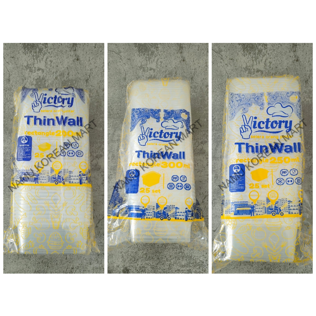 Victory Thinwall Rectangle 200ml 250ml 300ml / Kotak Makan / Wadah Makanan / Thinwall Rectangle / Fo