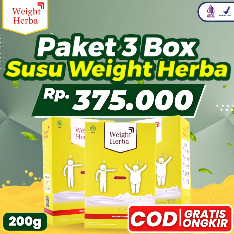 

WEIGHT HERBA 3 Box Original Obat Herbal Susu Penggemuk Penambah Berat Badan dan Nafsu Makan BPOM