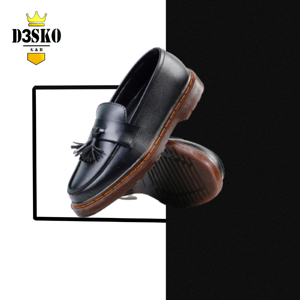 Sepatu Pantofel D3sko Formal Docmart Low Boots Kerja Pria Sole Black matt Dan Sole Bening