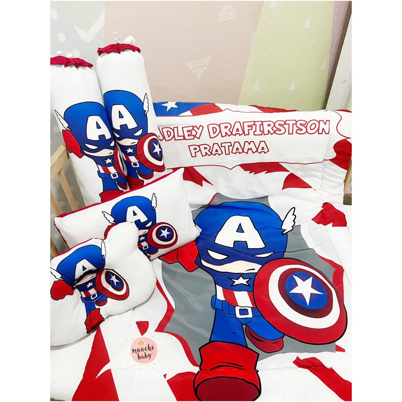moochi baby bedcover set selimut Bayi blanket newborn superheroes marvel avenger Batman Ironman boy