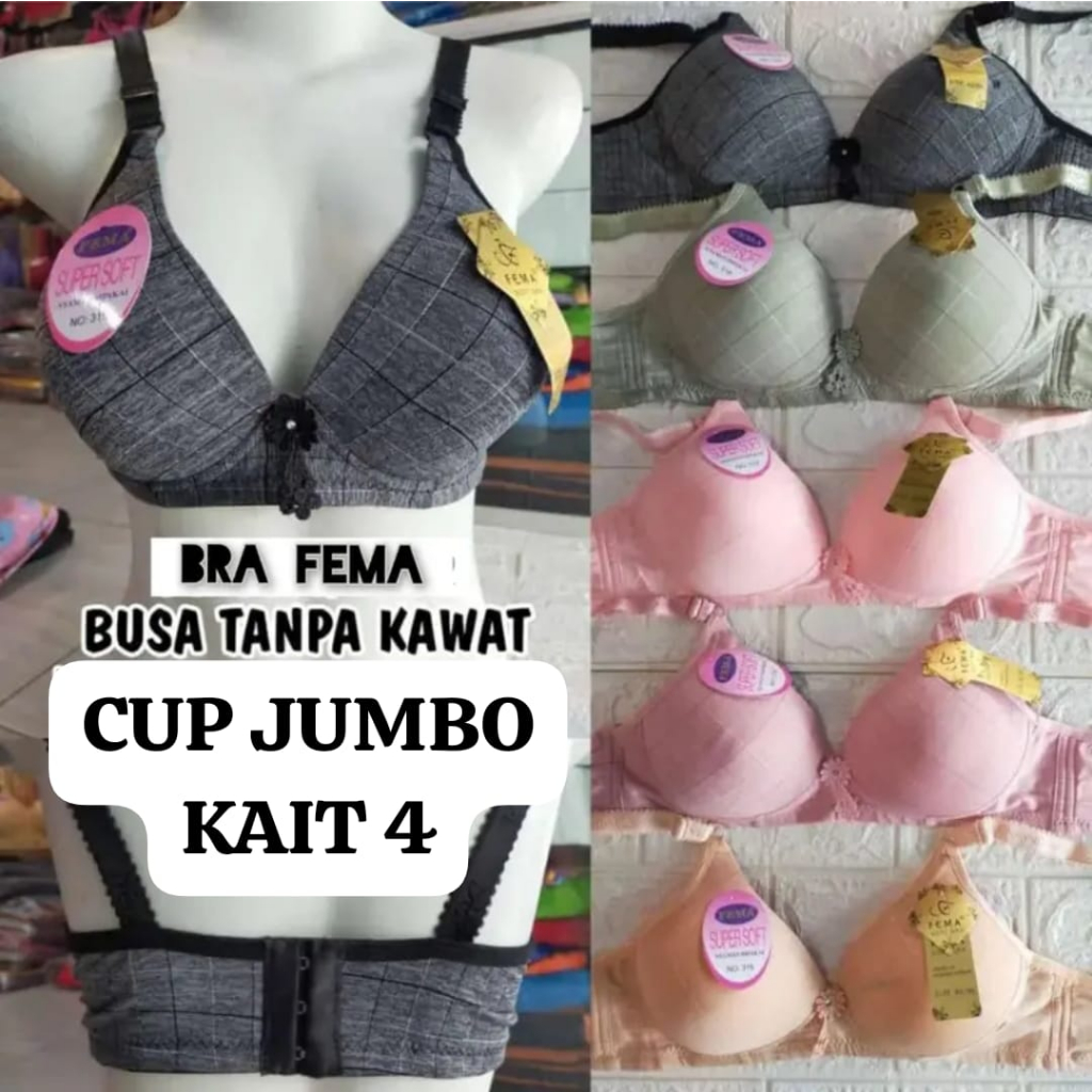 BRA FEMA CUP D JUMBO MOTIF POLOS BRA FEMA JUMBO TANPA KAWAT
