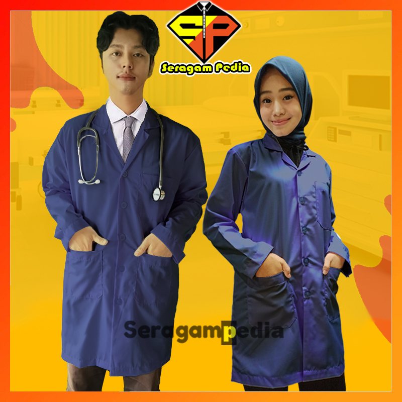 Jas Laboratorium Biru Dongker / Baju Lab Biru Dongker Super Quality