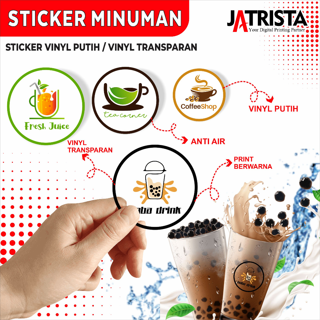 STIKER LABEL MINUMAN TRANSPARAN ANTI AIR