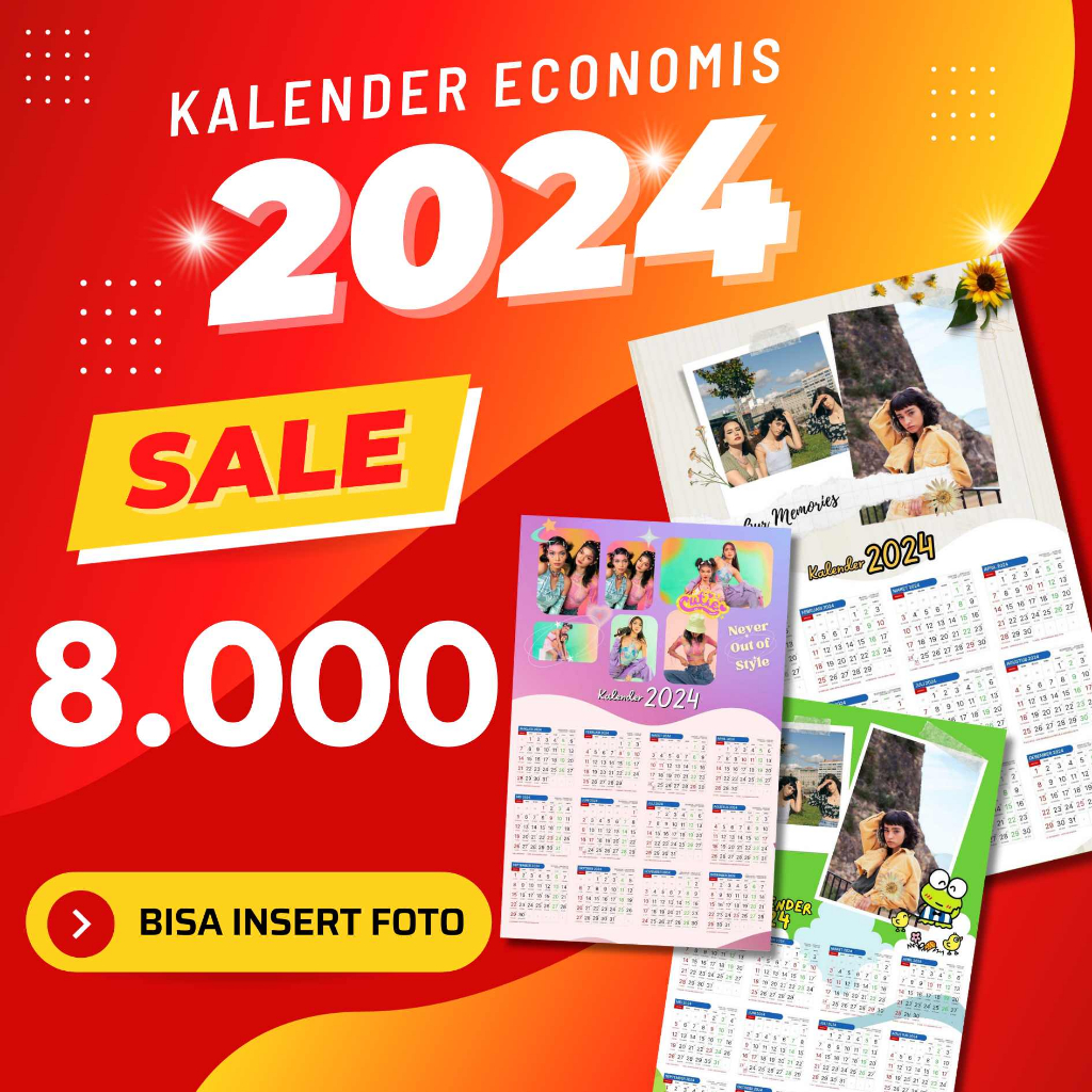 Kalender 2024 - Kalender Dinding 2024 - Kalender Custom Foto - Kalender Dinding  2024 - Kalender Par