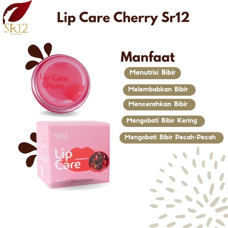 Sr12 Skincare Lip Care Cherry Mencerahkan Bibir Hitam Lip Balm Melembabkan Bibir Kering & Pecah Peca