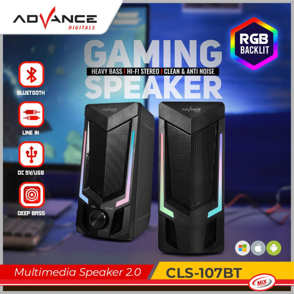 Speaker Aktif Bluetooth Advance CLS 107 Xtra Power Sound 2.1 Stereo with LED RGB