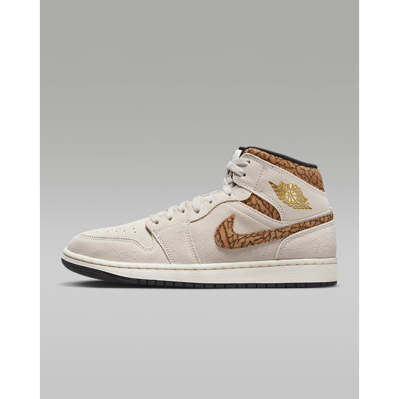 NIKE AIR JORDAN 1 MID SE BROWN ELEPHANT LIGHT OREWOOD BROWN BRITISH TAN GOLD ORIGINAL