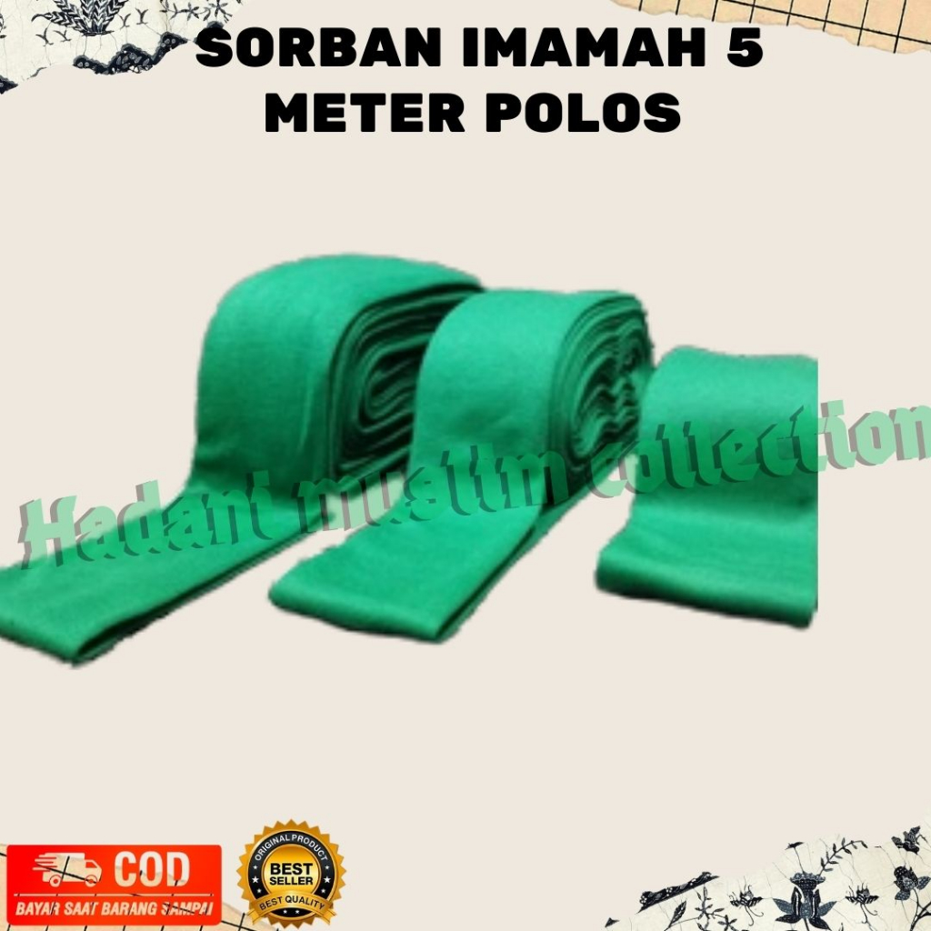 sorban imamah hijau 5 meter/sorban imamah hijau polos 5meter/sorban rida