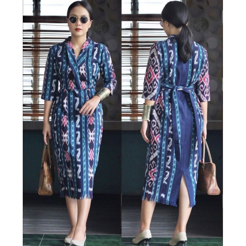dress tunik casual wanita batik tenun original