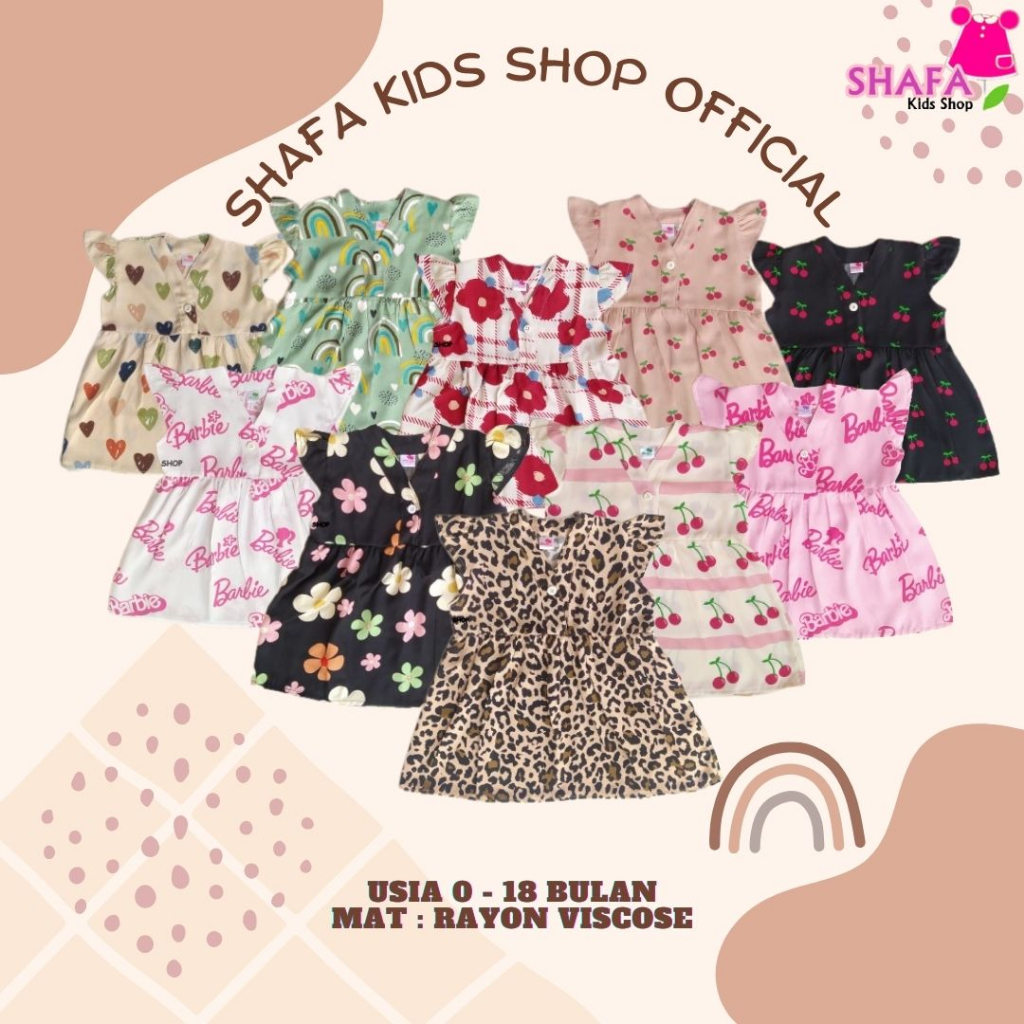 SHAFA KIDS / DRESS BAYI PEREMPUAN USIA 3 18 BULAN / BAJU BAYI PEREMPUAN / PAKAIAN ANAK BAYI NEWBORN 