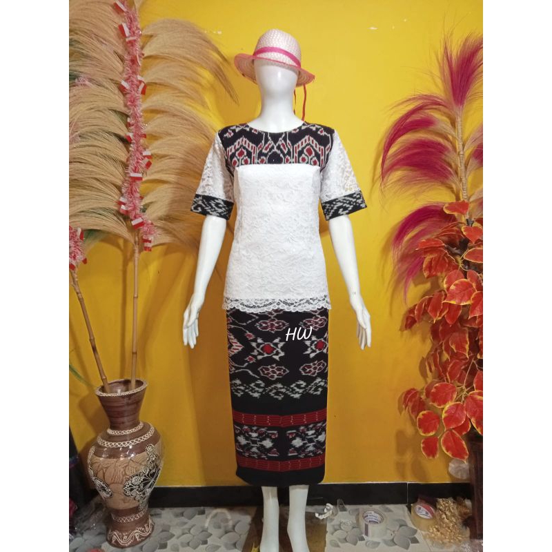 STELAN ROK BLUS BROKAT PUTIH
