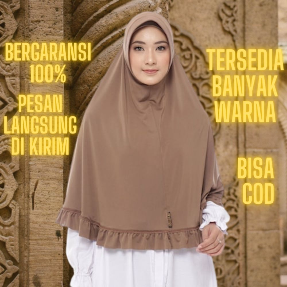 Jilbab hijab kerudung krudung instant instan spandek jersey segi empat paris premium ceruty hitam mo