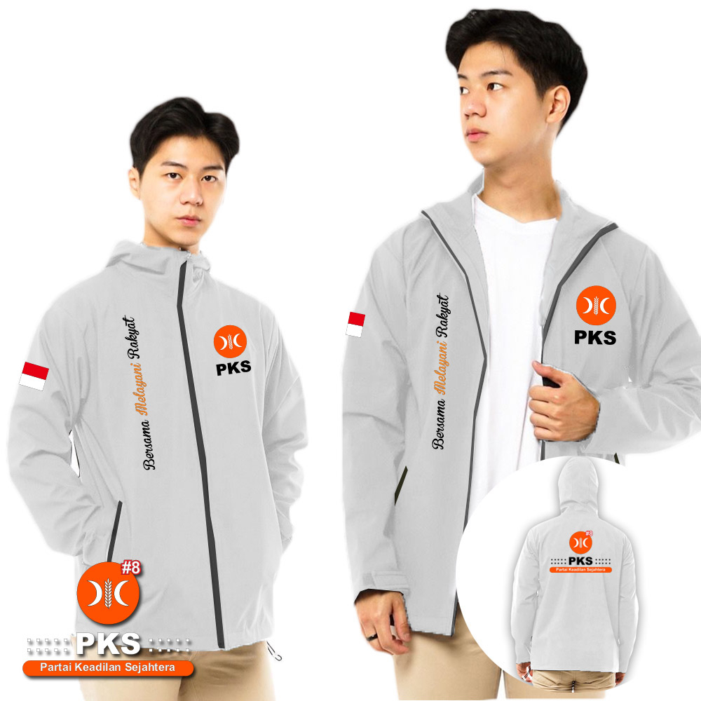 JAKET JESE PKS TERBARU / JAKET PARASUT PKS / JAKET CUSTOM SABLON / JAKET PESERTA PEMILU