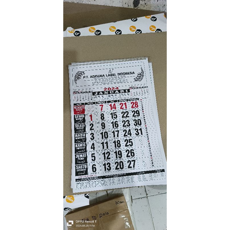 

Kalender angka / kalender kerja 2024 ukuran 32x48 termasuk print nama toko. 50 kalender