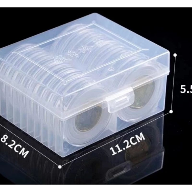20 Pelindung Koin Kapsul Coin Bulat 46 mm Transparan Busa Box Pastik
