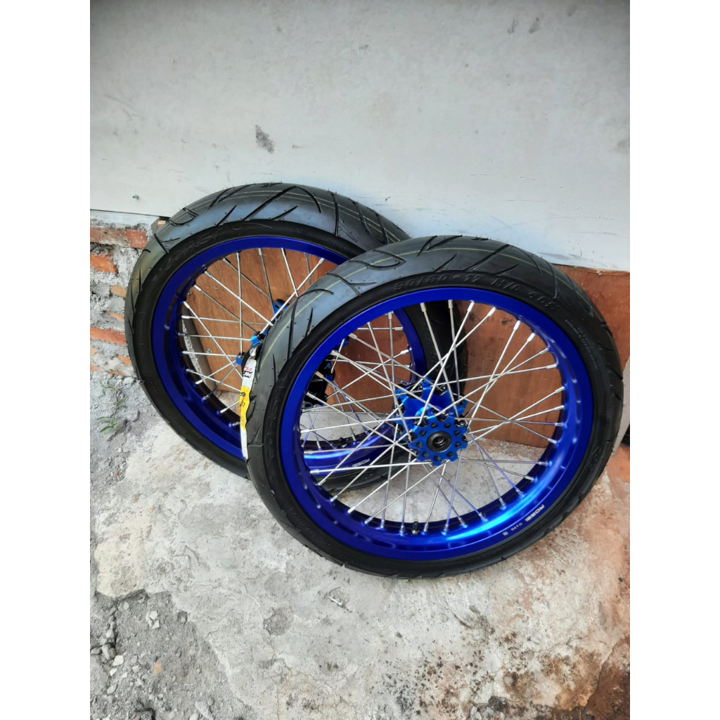 rakitan roda supermoto crf ring 17 ukur velg 215 250 ban corsa baru wheelset sumo crf150l murah