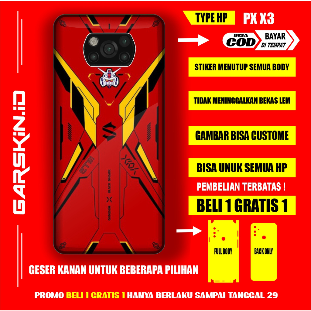 GARSKIN POCO X3  AKSESORIS CASING PELINDUNG HP POCO ORIGINAL GRASKIN  POCO X3 FULLBODY SKIN PROTEC D