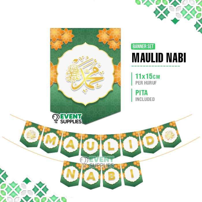 Banner Set Maulid Nabi Muhammad Dekorasi Event Maulid