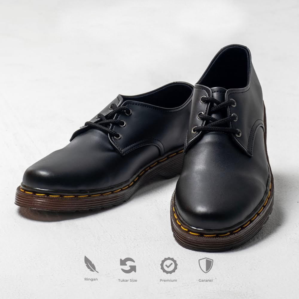 BLACK ALDEN Sepatu Pantofel Pria Docmart Formal Derby Shoes Cowok Original Monday