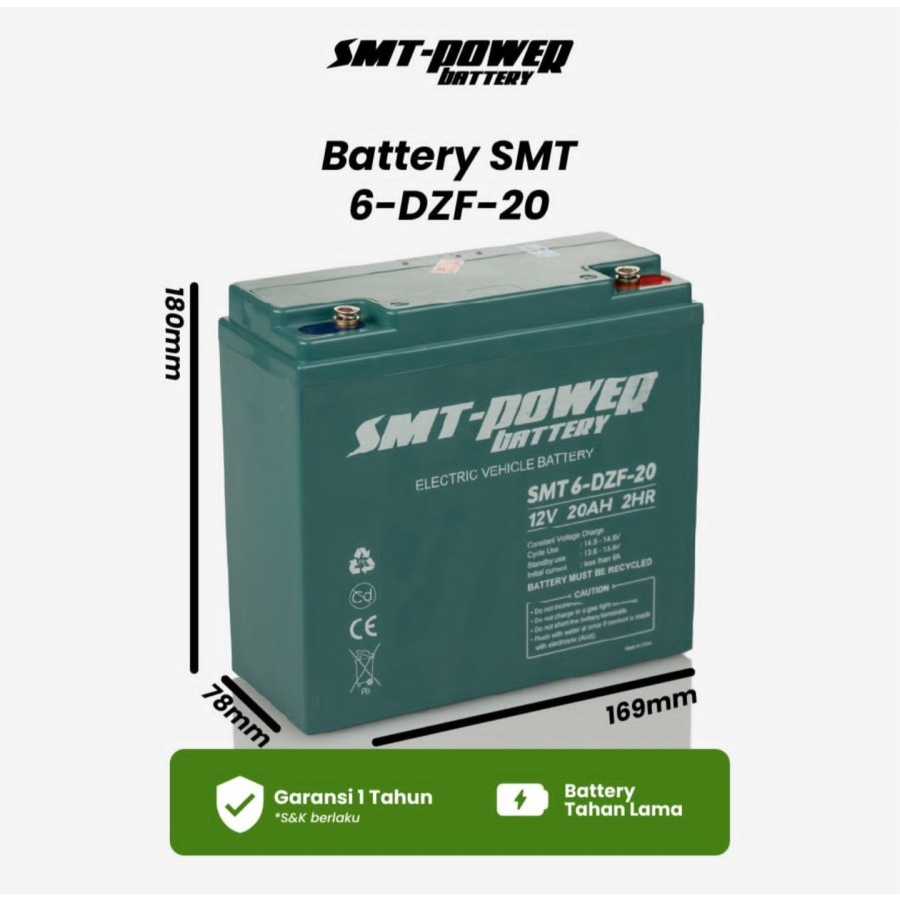 6-DZF-20 AKI SEPEDA LISTRIK 12V 20AH 2HR BATERAI SEPEDA LISTRIK SELIS