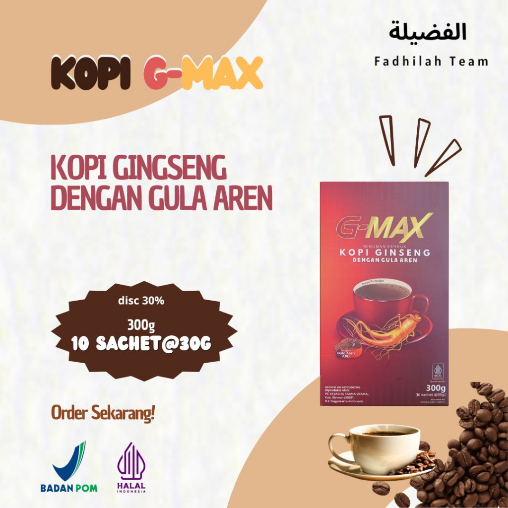 

KOPI G MAX PENAMBAH STAMINA PRIA DENGAN EKSTRAK GINGSENG DAN GULA AREN ANTI LOYO DI DEPAN PASANGAN