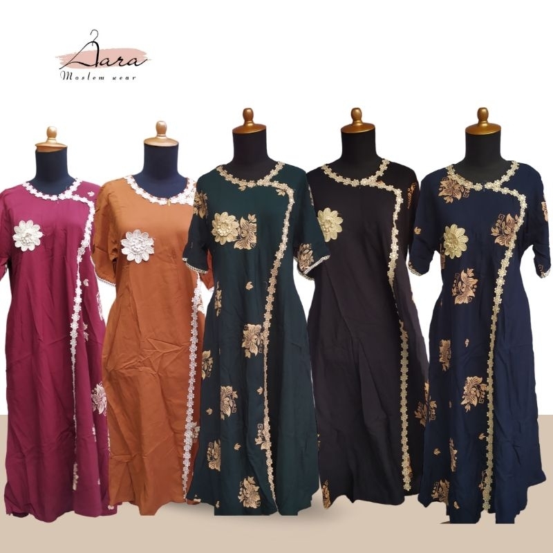 Daster gamis Marshalia, batik, renda depan mulai atas sampai bawah