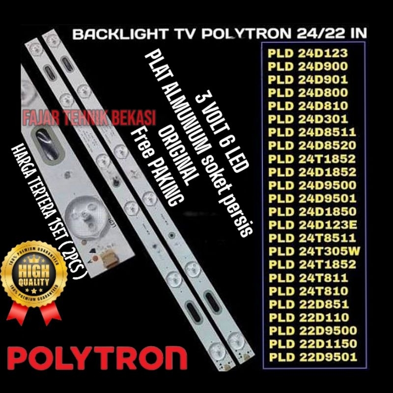 LAMPU BL BACKLIGHT LED POLYTRON 6 MATA 3 VOLT 24 INCH - 22 INCH BL 6 KANCING 3V PLD24D123 PLD24D900 