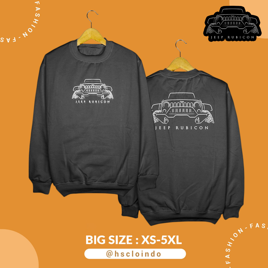Sweater Jeep Rubicon Wrangler 4x4 Adventure Offroad Jaket Crewneck Sweatshirt Fleece Jumbo Big Size 
