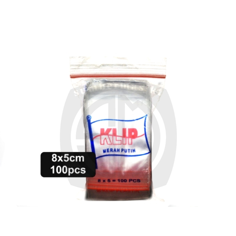 Plastik Klip PE Merah Putih 5x8 cm / Ziplock / Plastik Obat 100pcs
