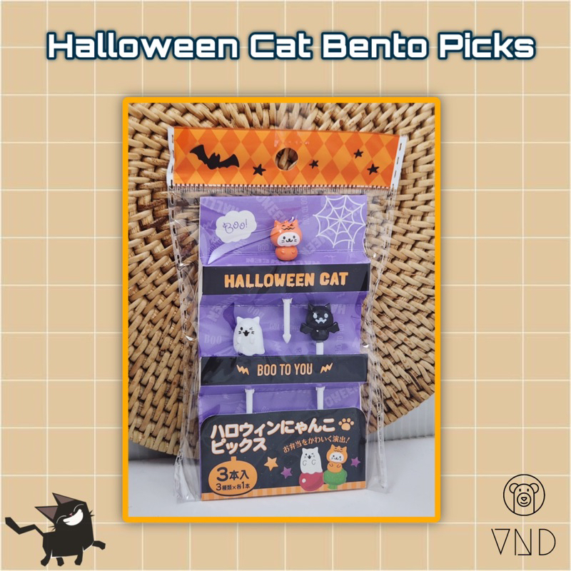 Halloween Cat Bento Picks ORI Japan