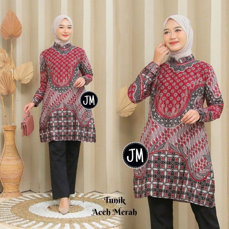 TUNIK BATIK // TUNIK BATIK TERBARU 2023 // ATASAN BATIK WANITA KEKINIAN// BAJU BATIK WANITA JUMBO LD