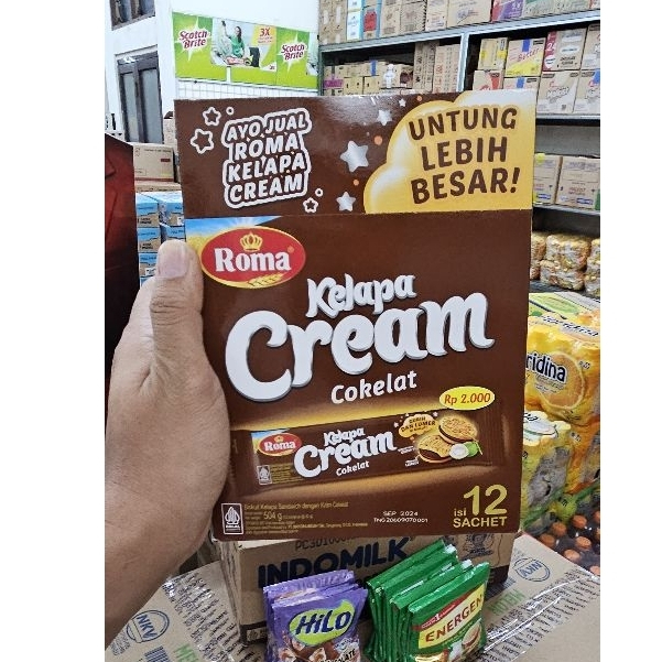 

ED 04.25 - BOX 504GR 12S - ROMA KELAPA CREAM COKELAT 341098/ COKLAT KRIM ISI 12 SACHET - LIVE