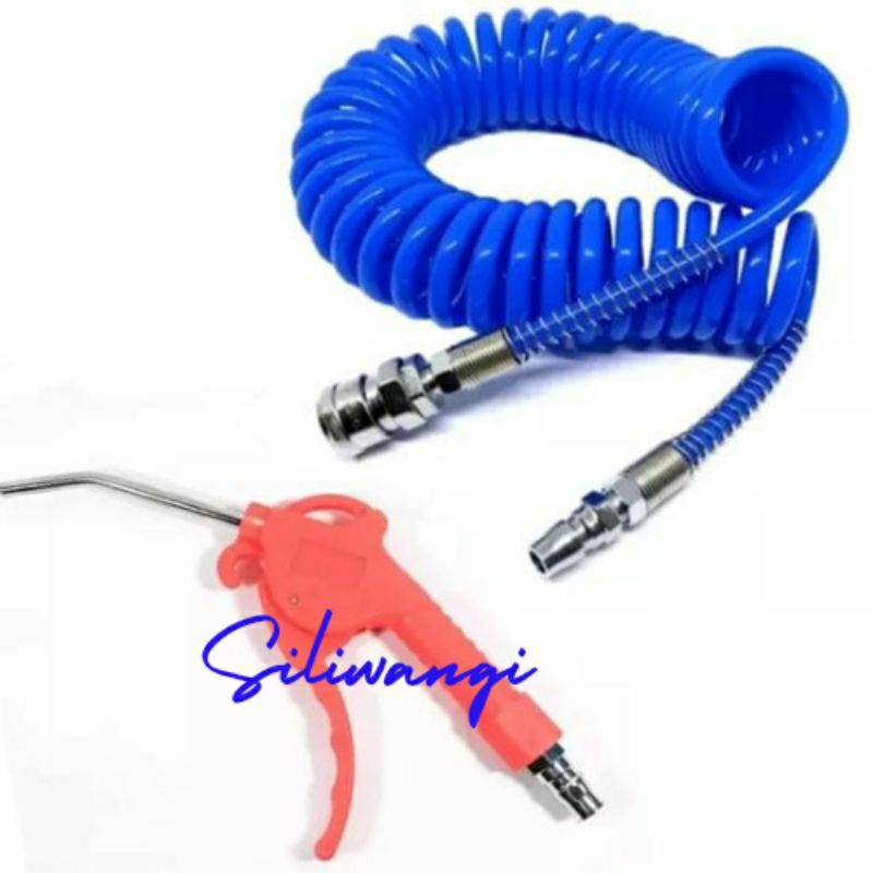 Air Blow Gun Plus Selang Recoil 6 Meter With Spring Warna Biru
