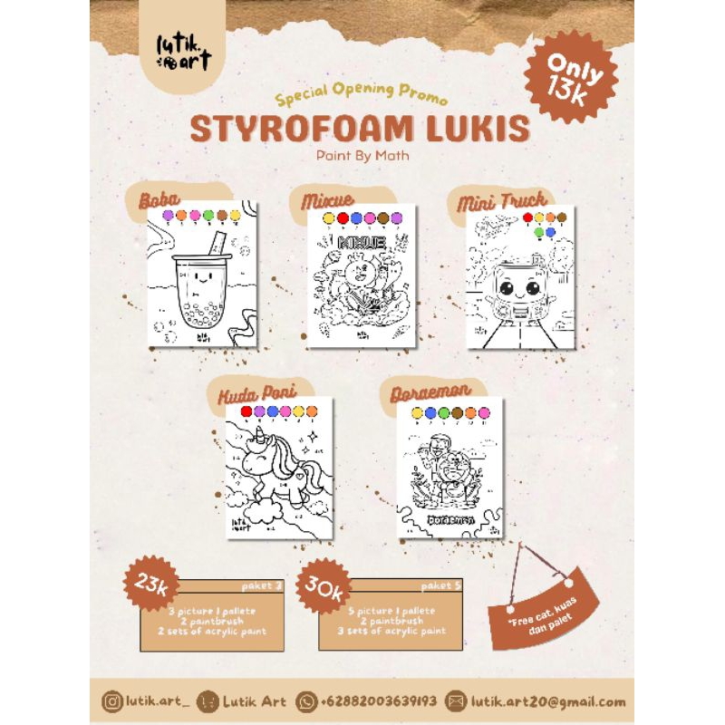 

[LUTIK ART] Painting Kit Paket Styrofoam Lukis Paint by Math