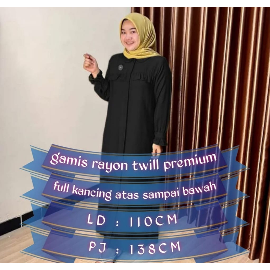 Dres Lengan Panjang Bahan Rayon Twill / Gamis Jumbo Busui Ukuran L - XL