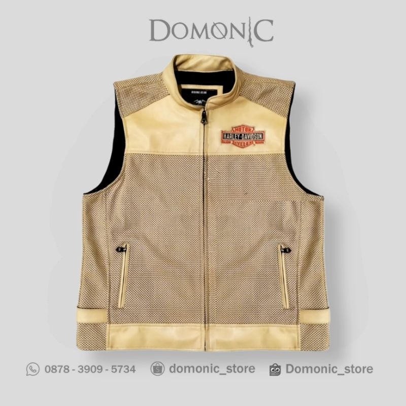 vest biker rompi motor Harley Davidson kulit asli kualitas import