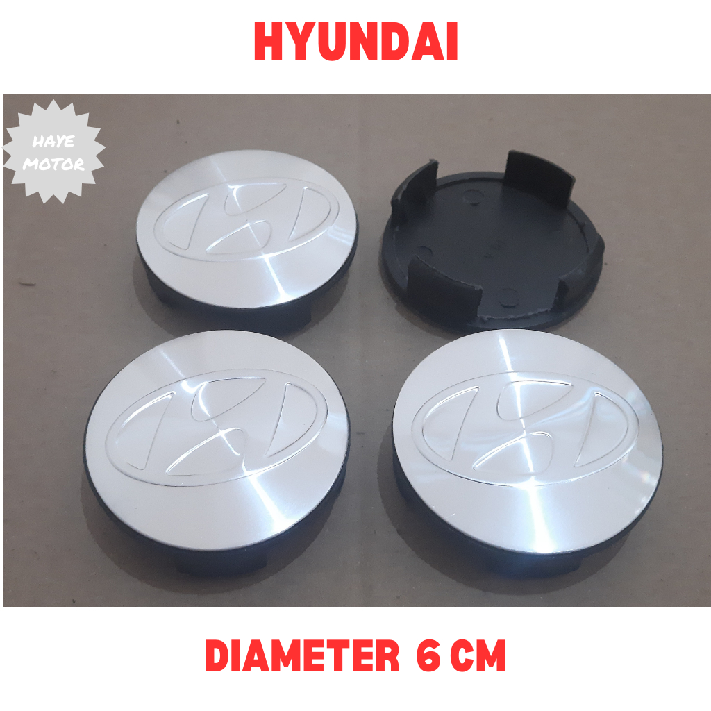 Dop Roda atau Tutup Velg Putih Mobil HYUNDAI diameter 6 cm