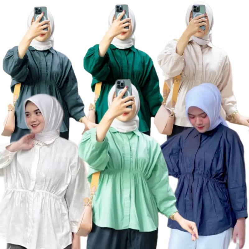 ALYA SHIRT - Kemeja Wanita Kerut Depan