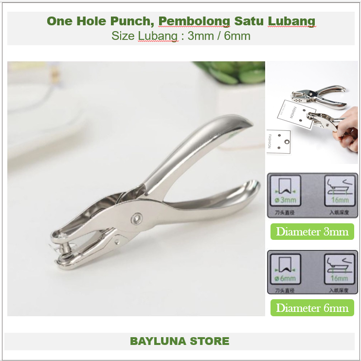 

Size 3mm / 6mm One Hole Punch Single Punch Pembolong 1 Satu Lubang Stainless Steel bahan Kuat